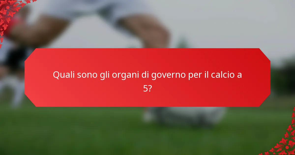 Quali sono gli organi di governo per il calcio a 5?